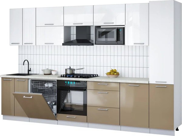 Кухонный гарнитур Интерлиния Мила Gloss 3.3-ПМ2 - фото