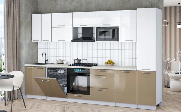 Кухонный гарнитур Интерлиния Мила Gloss 3.3-ПМ2