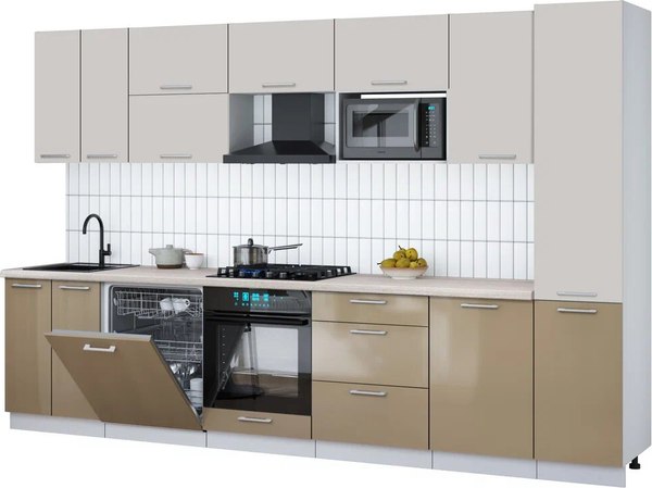 Кухонный гарнитур Интерлиния Мила Gloss 3.3-ПМ2 - фото