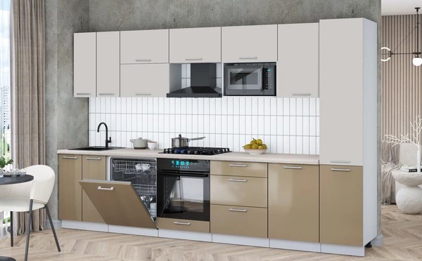 Кухонный гарнитур Интерлиния Мила Gloss 3.3-ПМ2