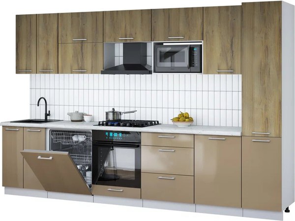 Кухонный гарнитур Интерлиния Мила Gloss 3.3-ПМ2 - фото