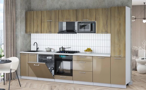 Кухонный гарнитур Интерлиния Мила Gloss 3.3-ПМ2