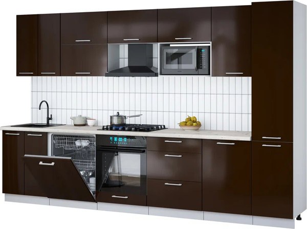 Кухонный гарнитур Интерлиния Мила Gloss 3.3-ПМ2 - фото