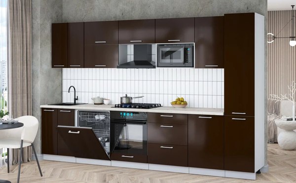 Кухонный гарнитур Интерлиния Мила Gloss 3.3-ПМ2