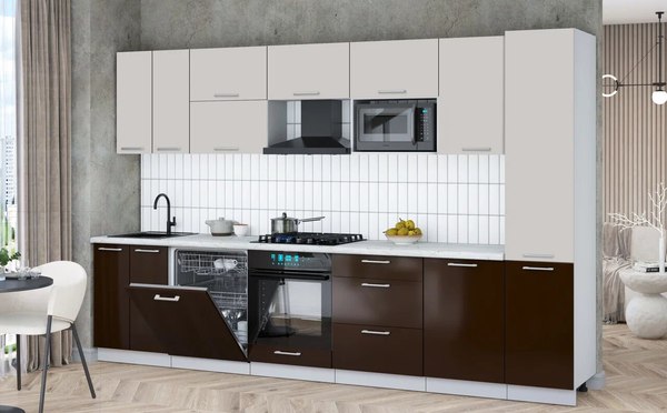 Кухонный гарнитур Интерлиния Мила Gloss 3.3-ПМ2