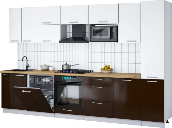 Кухонный гарнитур Интерлиния Мила Gloss 3.3-ПМ2 - фото