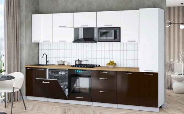 Кухонный гарнитур Интерлиния Мила Gloss 3.3-ПМ2