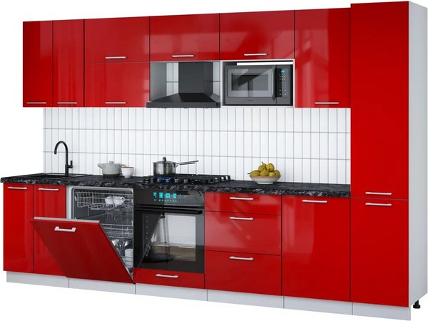 Кухонный гарнитур Интерлиния Мила Gloss 3.3-ПМ2 - фото