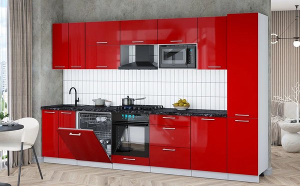 Кухонный гарнитур Интерлиния Мила Gloss 3.3-ПМ2