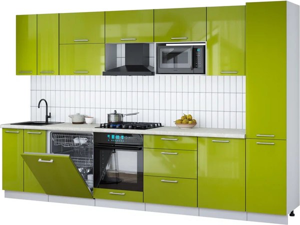 Кухонный гарнитур Интерлиния Мила Gloss 3.3-ПМ2 - фото