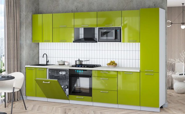 Кухонный гарнитур Интерлиния Мила Gloss 3.3-ПМ2