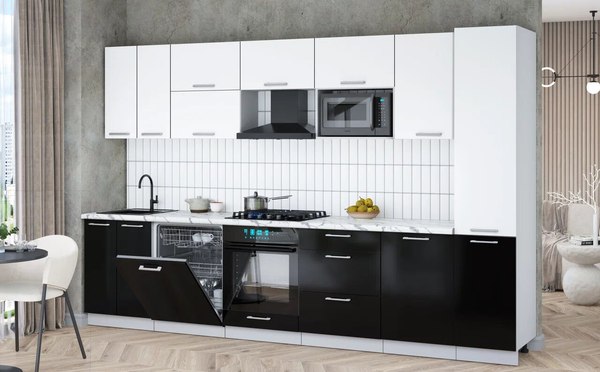 Кухонный гарнитур Интерлиния Мила Gloss 3.3-ПМ2