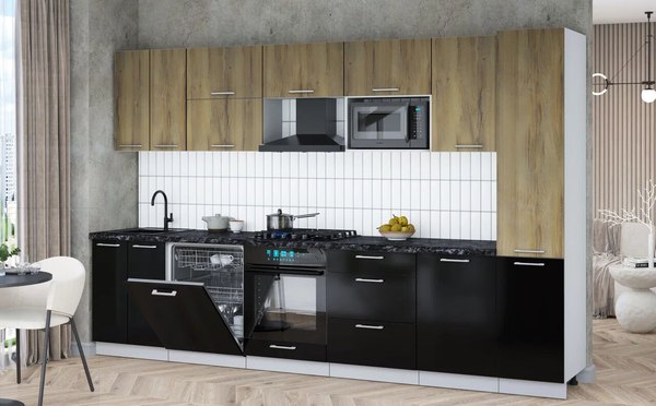 Кухонный гарнитур Интерлиния Мила Gloss 3.3-ПМ2