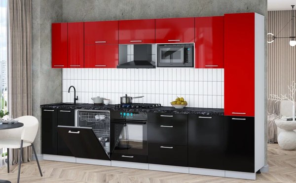 Кухонный гарнитур Интерлиния Мила Gloss 3.3-ПМ2