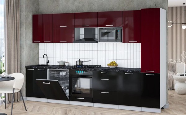 Кухонный гарнитур Интерлиния Мила Gloss 3.3-ПМ2