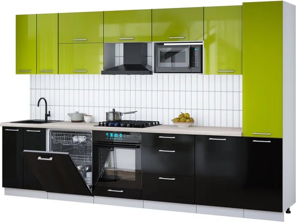 Кухонный гарнитур Интерлиния Мила Gloss 3.3-ПМ2 - фото