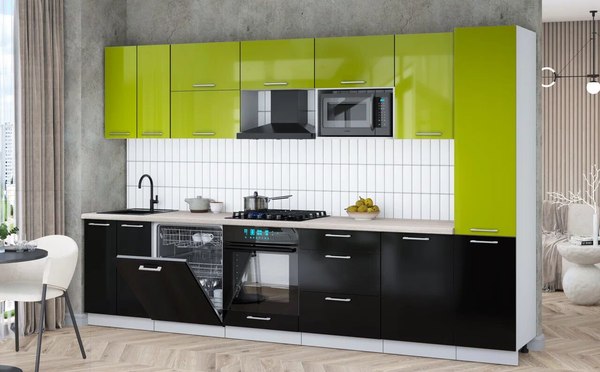 Кухонный гарнитур Интерлиния Мила Gloss 3.3-ПМ2