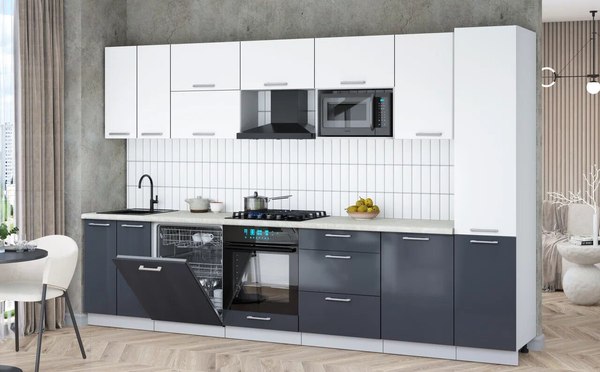 Кухонный гарнитур Интерлиния Мила Gloss 3.3-ПМ2