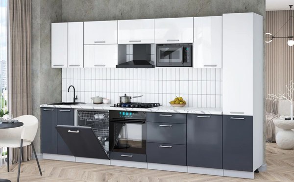 Кухонный гарнитур Интерлиния Мила Gloss 3.3-ПМ2