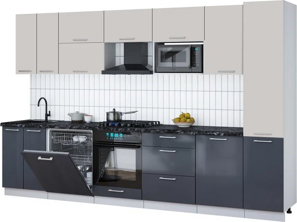 Кухонный гарнитур Интерлиния Мила Gloss 3.3-ПМ2 - фото