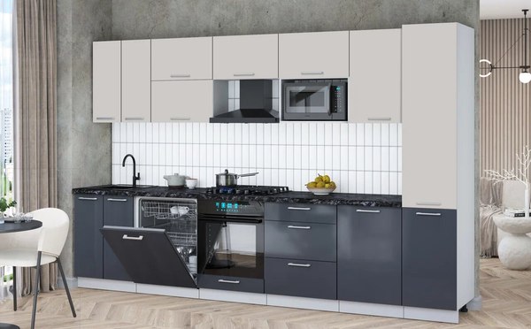 Кухонный гарнитур Интерлиния Мила Gloss 3.3-ПМ2