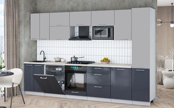 Кухонный гарнитур Интерлиния Мила Gloss 3.3-ПМ2