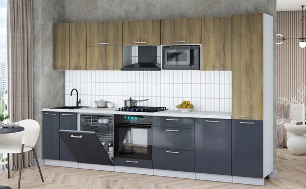 Кухонный гарнитур Интерлиния Мила Gloss 3.3-ПМ2