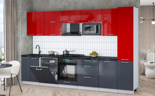 Кухонный гарнитур Интерлиния Мила Gloss 3.3-ПМ2