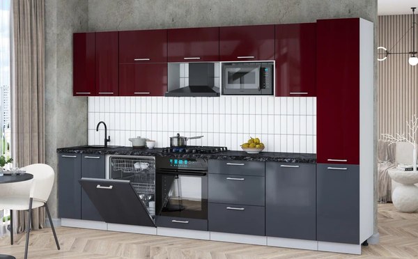 Кухонный гарнитур Интерлиния Мила Gloss 3.3-ПМ2