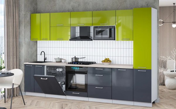 Кухонный гарнитур Интерлиния Мила Gloss 3.3-ПМ2