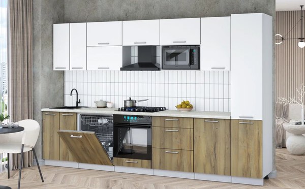 Кухонный гарнитур Интерлиния Мила Gloss 3.3-ПМ2