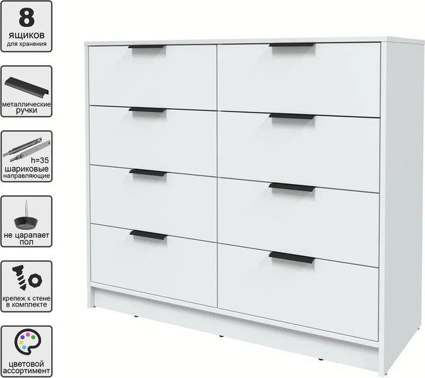 Комод Интерлиния Концепт КТ-К117 (белый платинум/белый платинум)