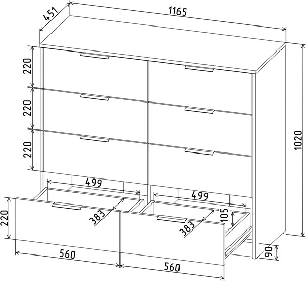 Комод Интерлиния Концепт КТ-К117 (белый платинум/белый платинум)