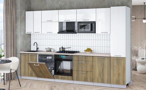 Кухонный гарнитур Интерлиния Мила Gloss 3.3-ПМ2