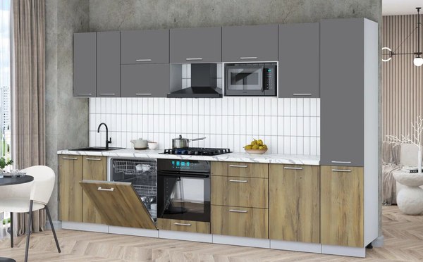 Кухонный гарнитур Интерлиния Мила Gloss 3.3-ПМ2