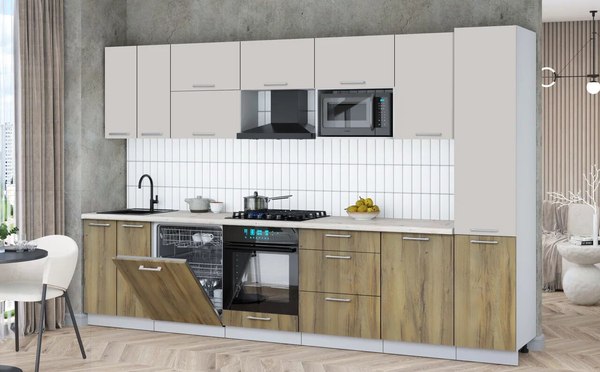 Кухонный гарнитур Интерлиния Мила Gloss 3.3-ПМ2