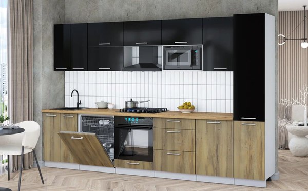 Кухонный гарнитур Интерлиния Мила Gloss 3.3-ПМ2