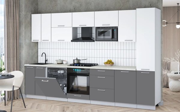 Кухонный гарнитур Интерлиния Мила Gloss 3.3-ПМ2