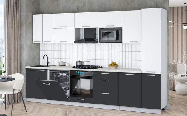 Кухонный гарнитур Интерлиния Мила Gloss 3.3-ПМ2