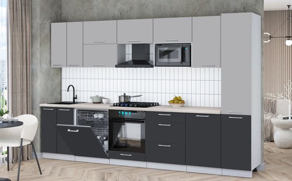 Кухонный гарнитур Интерлиния Мила Gloss 3.3-ПМ2