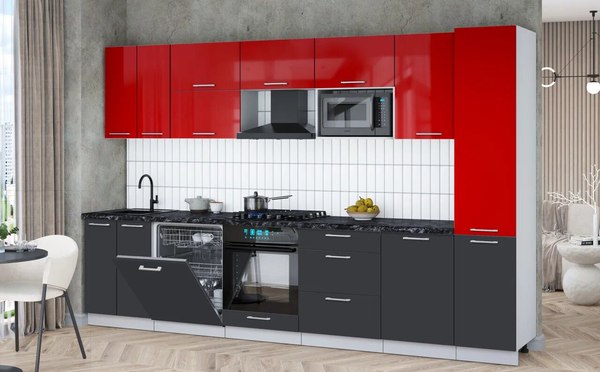 Кухонный гарнитур Интерлиния Мила Gloss 3.3-ПМ2