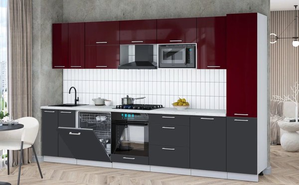 Кухонный гарнитур Интерлиния Мила Gloss 3.3-ПМ2