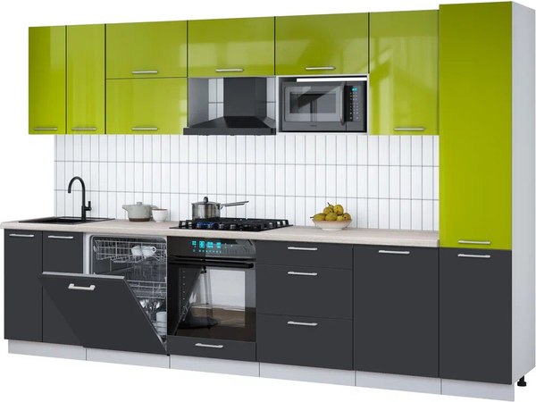 Кухонный гарнитур Интерлиния Мила Gloss 3.3-ПМ2 - фото