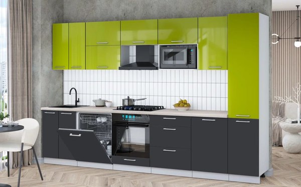 Кухонный гарнитур Интерлиния Мила Gloss 3.3-ПМ2