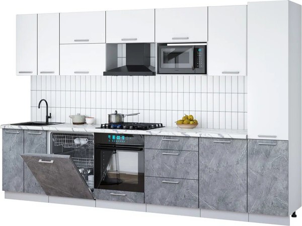 Кухонный гарнитур Интерлиния Мила Gloss 3.3-ПМ2 - фото