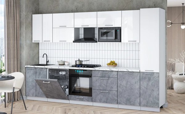 Кухонный гарнитур Интерлиния Мила Gloss 3.3-ПМ2