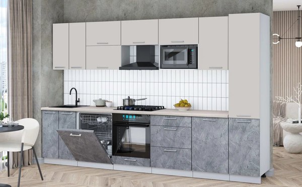 Кухонный гарнитур Интерлиния Мила Gloss 3.3-ПМ2