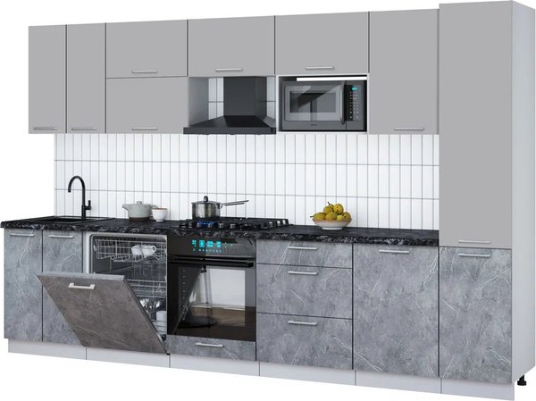Кухонный гарнитур Интерлиния Мила Gloss 3.3-ПМ2 - фото