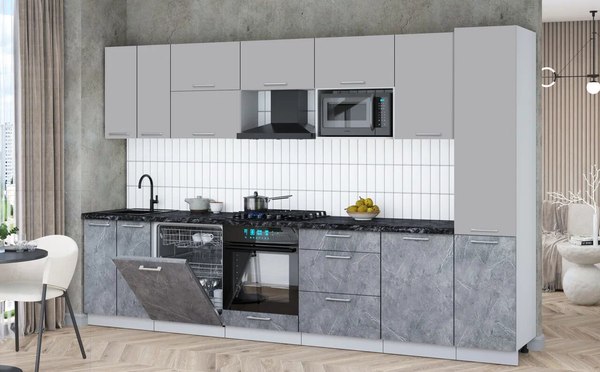 Кухонный гарнитур Интерлиния Мила Gloss 3.3-ПМ2