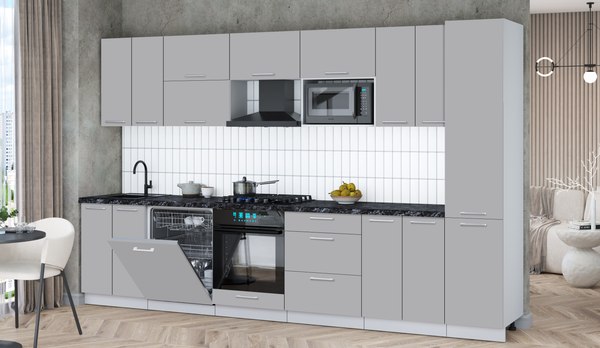 Кухонный гарнитур Интерлиния Мила Gloss 3.4-ПМ2